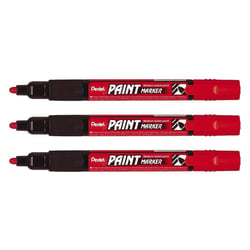 Lot de 3 marqueurs permanents pointe ogive 2 mm - PENTEL - MMP20 - Rouge