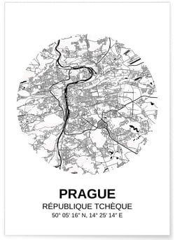 Affiche Carte Prague | A3 : 29,7x42cm
