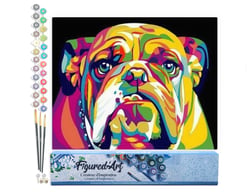 Peinture par Numéro Figured'Art - Bulldog Pop Art - Kit de Loisir Créatif DIY Numéro d'Art Complet - 40x50cm sans châssis en bois