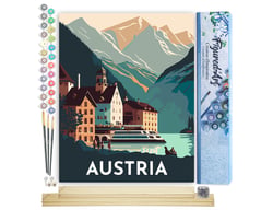 Peinture par Numéro Figured'Art - Affiche Vintage Hallstatt - Kit de Loisir Créatif DIY Numéro d'Art Complet - 40x50cm toile roulée + châssis en bois à monter