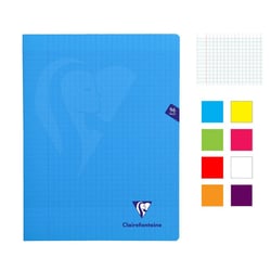 Lot de 8 cahiers - 24x32(cm) - Grands carreaux - 96 pages - couverture en polypro - sans spirale - Clairefontaine - Mimesys