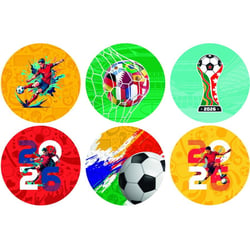 12 Stickers à Biscuits Coupe du Monde de Football (5,5 cm) - Sucre