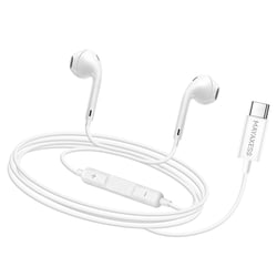 Mayaxess Écouteurs Filaires pour Samsung Galaxy A54 USB-C avec Micro intégré Blanc