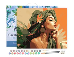 Peinture par Numéro Figured'Art avec Cadre - Femme au turban africain - Kit de Loisir Créatif DIY Numéro d'Art Complet - 40x50cm toile tendue sur châssis