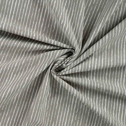 Tissu Popeline de  Coton  rayures blanches Zira sur fond Vert kaki clair - Au mètre