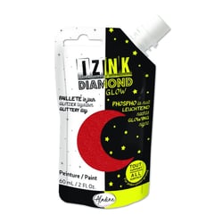 Peinture tous supports - Pailletée et phosphorescente - Rouge - 60ml - IZINK - Diamond glow