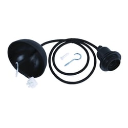 Douille lampe,lampe suspend.p.douilleE27, noir, 100cm, av. anneau fileté, 1 pce.