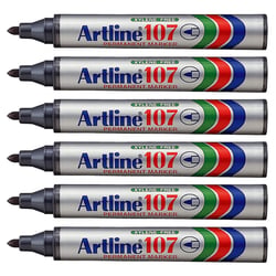 Lot de 6 marqueurs permanents - ARTLINE - Pointe conique 1,5 mm - Noir - Eco 107