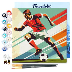 Mini Peinture par Numéros Figured'Art 20x20cm avec cadre Affiche sportive Football - Petit Format