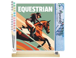 Peinture par Numéro Figured'Art - Affiche sportive Equitation - Kit de Loisir Créatif DIY Numéro d'Art Complet - 40x50cm toile roulée + châssis en bois à monter