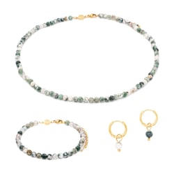 Collier, bracelet et boucles d'oreilles Serena en pierres Agate Arbre - Sloya