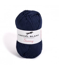 Pelote de coton à tricoter SUNNY UNI - Cheval blanc - PPSC 94 Bleu