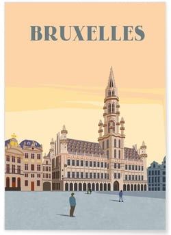Affiche ville Bruxelles | A3 : 29,7x42cm