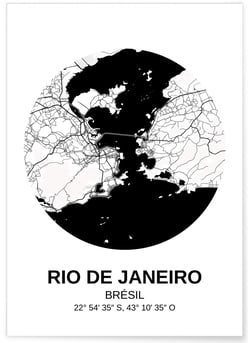 Affiche Carte Rio de Janeiro | A3 : 29,7x42cm