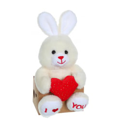 Peluche - Les p'tits lovers lapin rouge - 14 cm