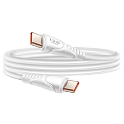 LinQ Câble USB C / USB C 80W 4A Fast Charging Silicone flexible léger 1m Blanc