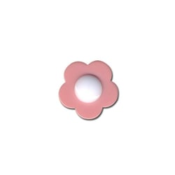 Bouton fleur coeur blanc 18mm fuchsia