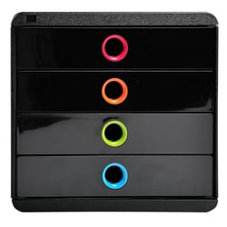 Module de classement Pop-Box 4 tiroirs Black Office - Noir/arlequin - Exacompta