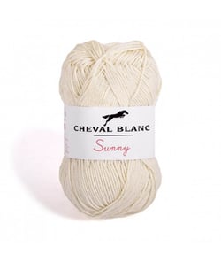 Pelote de coton à tricoter SUNNY UNI - Cheval blanc - PPSC 59 Ecru