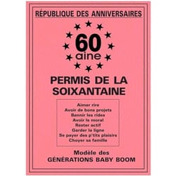Permis de la 60 aine - Anniversaire - 60 ans - Humour - Carte anniversaire