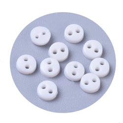 20 MINI BOUTONS Acrylique BLANC Rond 4 mm 2 trous - creation couture diy