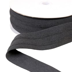Bobine 10m élastique 2 bandes en relief gris noir 45mm