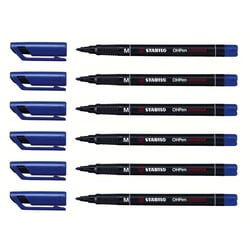 Feutre permanent OHPen - STABILO - Pointe moyenne 1 mm - Bleu - Lot de 6