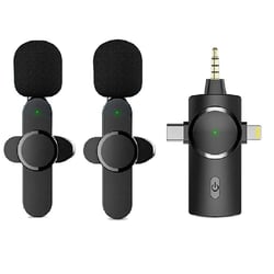 Microphone Sans Fil 3-en-1 Réduction De Bruit Pour iPhone Android Caméra YONIS
