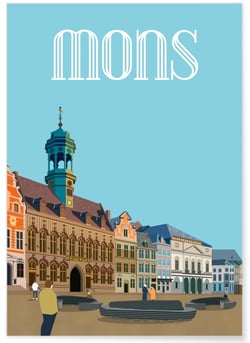Affiche ville Mons | A3 : 29,7x42cm