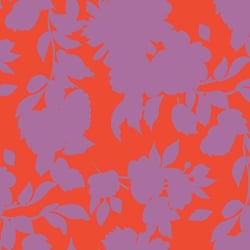 Tissu Viscose Chally Fleurs Lavande sur fond Rouge