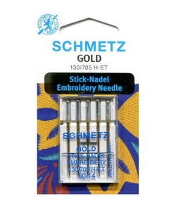 Aiguilles à broderie GOLD pour Brodeuse - Dimension 90/14 - 130/705H-ET - - 5pces - SCHMETZ Or
