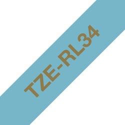 Brother - Cartouche ruban Etiqueteuse 12mm Tissu Doré sur bleu clair TZe-RL34