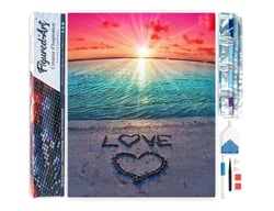 Diamond Painting Broderie Diamant Figured’Art 40x50cm toile entière roulée avec diamants carrés - Love sur le sable