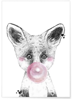 Affiche 'Bulle de Renard Rose' | A3 : 29,7x42cm