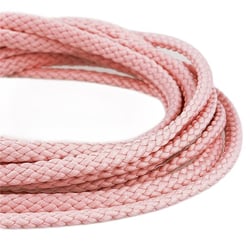 Bobine 50m Cordon damier polyester 5mm rose clair