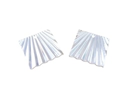 2 Breloques carrées plissées 17*17mm argenté