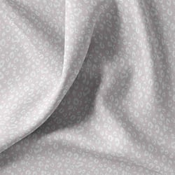 Tissu Coton imprimé léopard Kamar blanc sur fond Gris perle - Au mètre