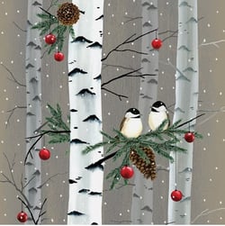 Lot de 4 serviettes en papier découpage collage 33 cm ARBRE BRANCHE NOEL OISEAU