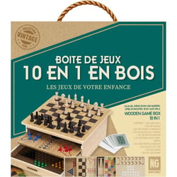 Coffret de jeux de société - Bois - Echecs - Dame - Petits chevaux - Jeu de l'Oie