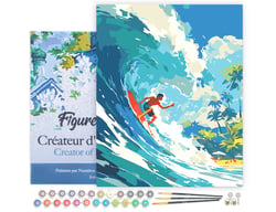Peinture par Numéro Figured'Art avec Cadre - Surf à Hawaï - Kit de Loisir Créatif DIY Numéro d'Art Complet - 40x50cm toile tendue sur châssis