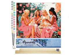 Peinture par Numéro Figured'Art - Toast des Divas au Jardin - Kit de Loisir Créatif DIY Numéro d'Art Complet - 40x50cm toile roulée + châssis en bois à monter
