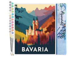 Peinture par Numéro Figured'Art - Affiche Vintage Bavière - Kit de Loisir Créatif DIY Numéro d'Art Complet - 40x50cm sans châssis en bois