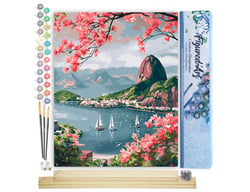 Peinture par Numéro Figured'Art - Port de Rio de Janeiro - Kit de Loisir Créatif DIY Numéro d'Art Complet - 40x50cm toile roulée + châssis en bois à monter