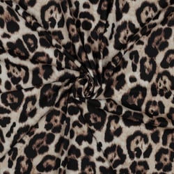 Tissu Strech digital imprimé Léopard sur fond Beige