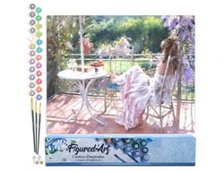 Peinture par Numéro Figured'Art - Repos au Jardin - Kit de Loisir Créatif DIY Numéro d'Art Complet - 40x50cm sans châssis en bois