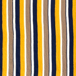 Tissu Viscose gaufré Rayé jaune et taupe sur fond Blanc