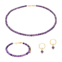 Collier, bracelet et boucles d'oreilles Serena en pierres Améthyste - Sloya