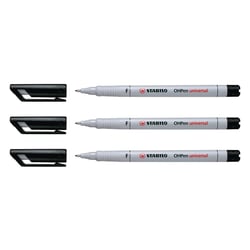 Lot de 3 feutres pour transparent encre soluble pointe fine - STABILO - Noir