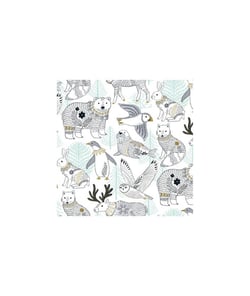 Tissu coton Dashwood metallic animaux d'hivers de 110 cm de largeur 0001 Blanc vendu par 50 cm