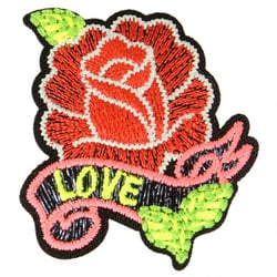 Ecusson thermocollant luminescent rose & love 4 cm x 5 cm